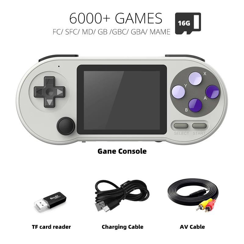 DATA FROG SF2000 Portable Handheld Game Console 3 Inch IPS Retro Game Consoles Built - in 6000 Games Retro Video Games For Kids -