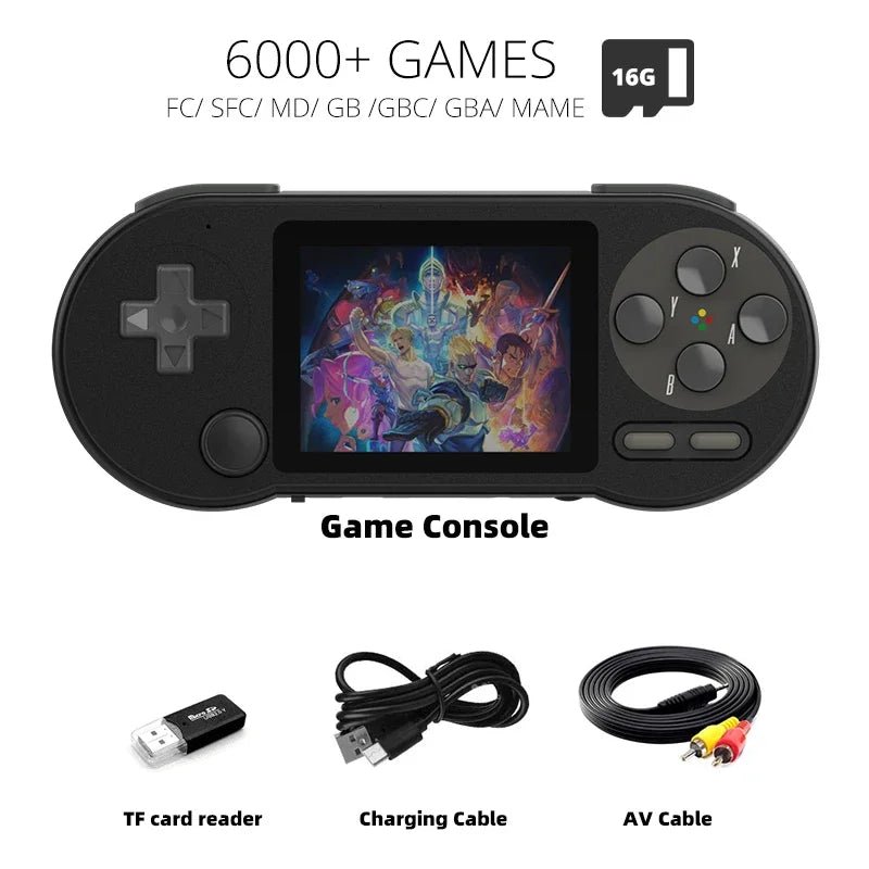 DATA FROG SF2000 Portable Handheld Game Console 3 Inch IPS Retro Game Consoles Built - in 6000 Games Retro Video Games For Kids -