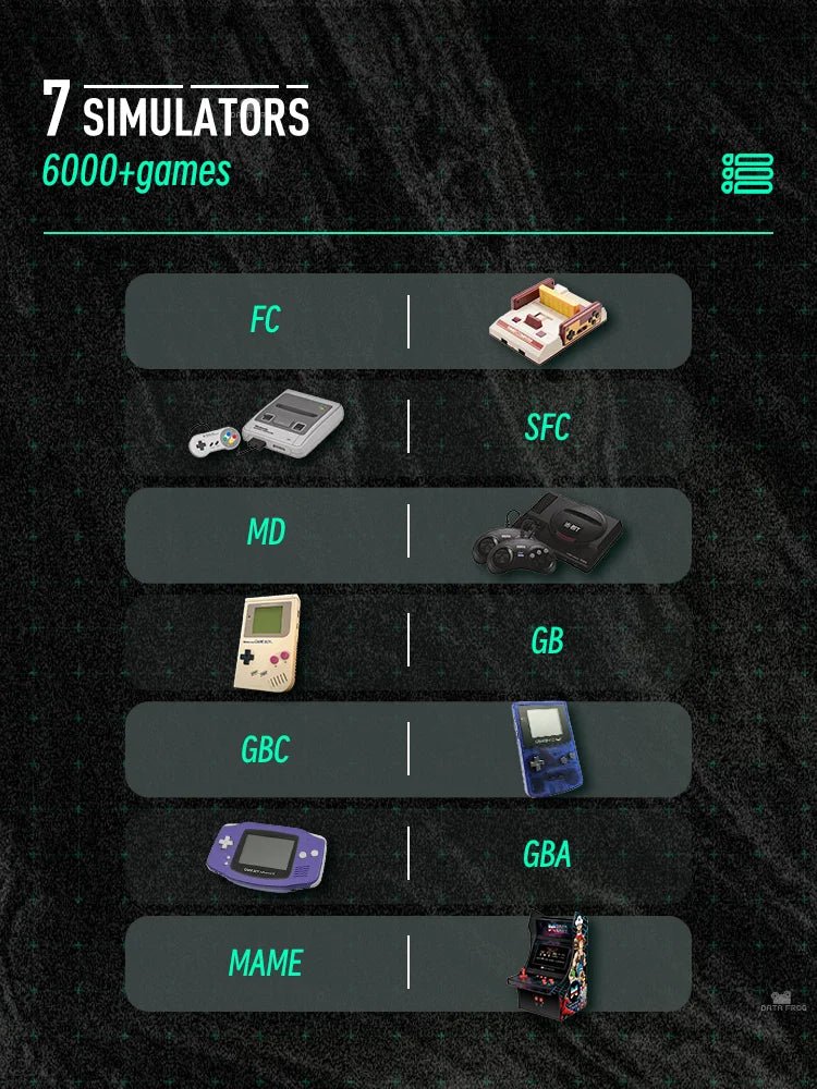 DATA FROG SF2000 Portable Handheld Game Console 3 Inch IPS Retro Game Consoles Built - in 6000 Games Retro Video Games For Kids -