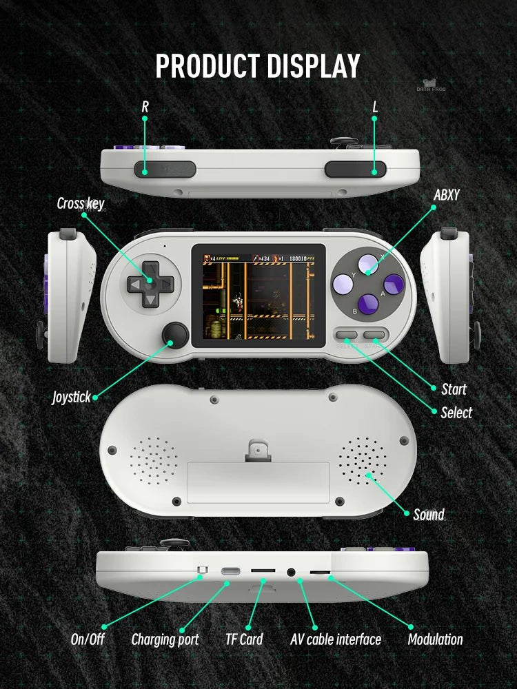 DATA FROG SF2000 Portable Handheld Game Console 3 Inch IPS Retro Game Consoles Built - in 6000 Games Retro Video Games For Kids -