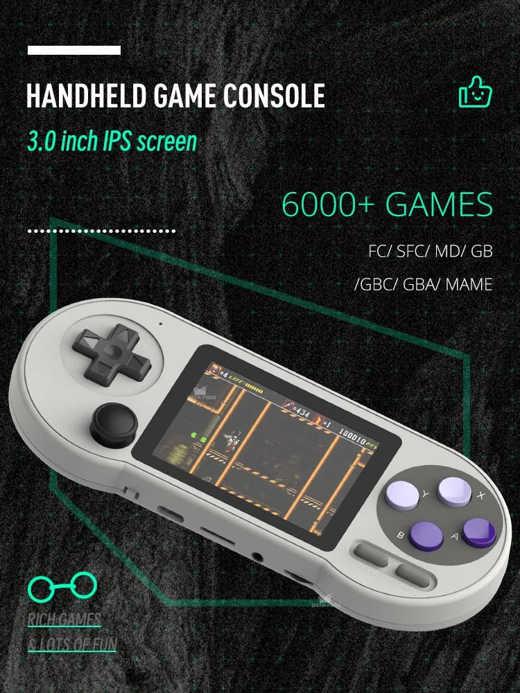 DATA FROG SF2000 Portable Handheld Game Console 3 Inch IPS Retro Game Consoles Built - in 6000 Games Retro Video Games For Kids -