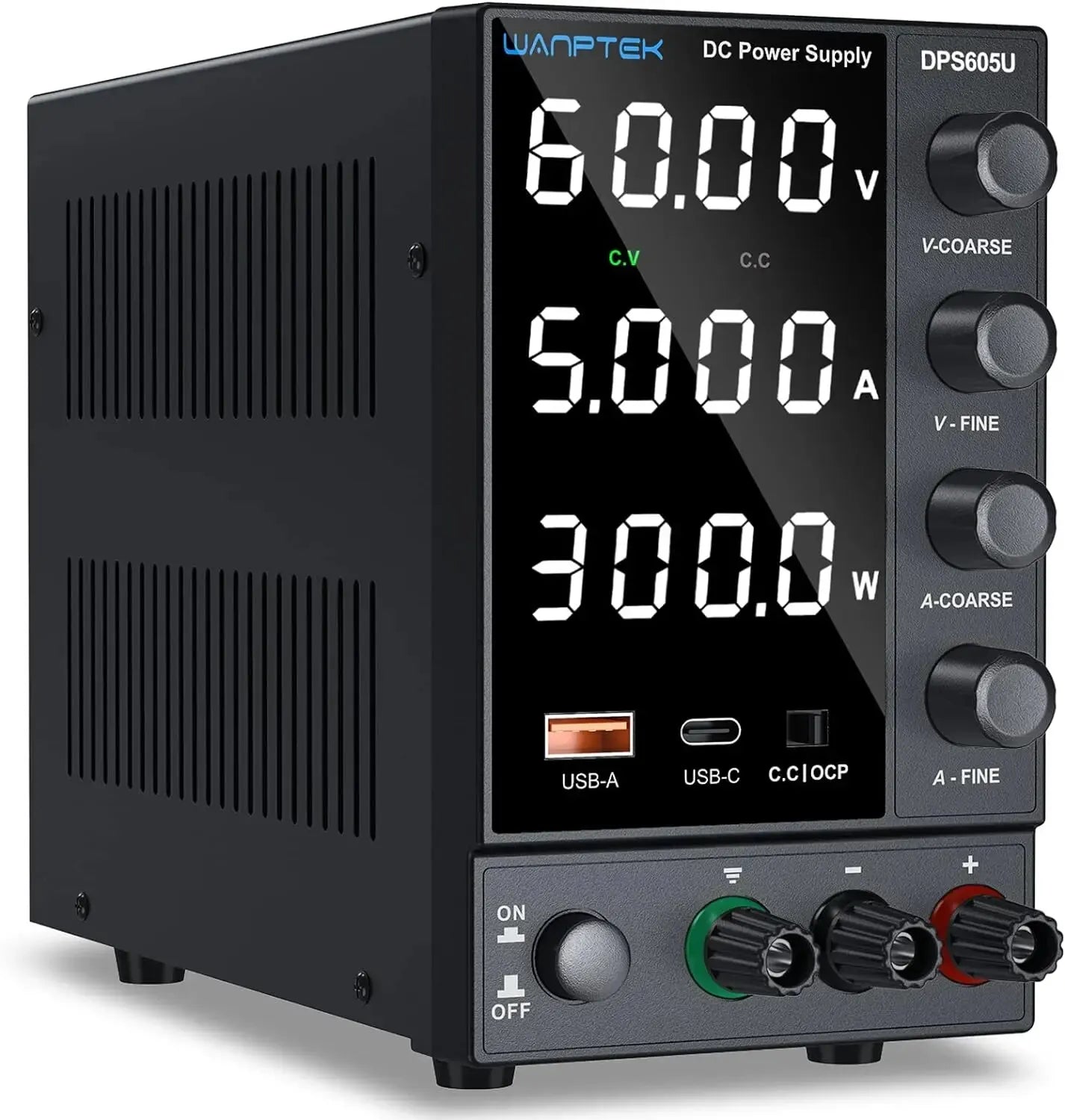 DC Power Supply Variable 30 V 0 - 10A with Encoder Coarse and Fine Adjustment Knobs, Bench with USB and Type - C Fast Charging Ports -