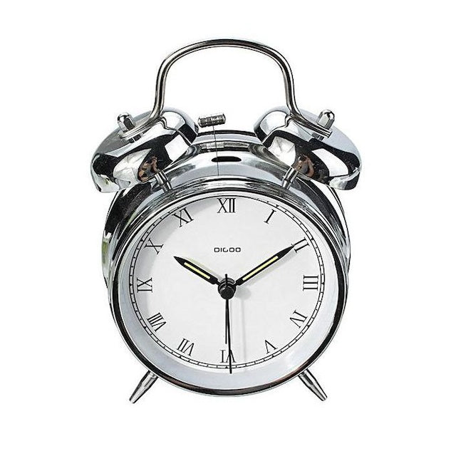 Digoo DG-TBK 4 Inches Twin Bell Desk Clock Series Retro Metal Style, Retro Metal Twin Bell Alarm Clock Quartz Movement Night Light