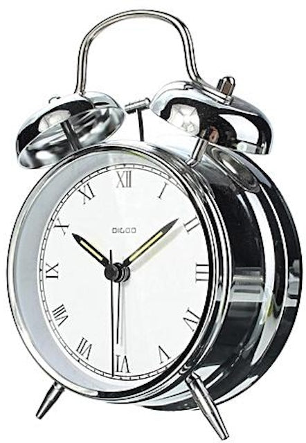 Digoo DG-TBK 4 Inches Twin Bell Desk Clock Series Retro Metal Style, Retro Metal Twin Bell Alarm Clock Quartz Movement Night Light