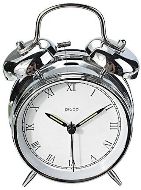 Digoo DG-TBK 4 Inches Twin Bell Desk Clock Series Retro Metal Style, Retro Metal Twin Bell Alarm Clock Quartz Movement Night Light