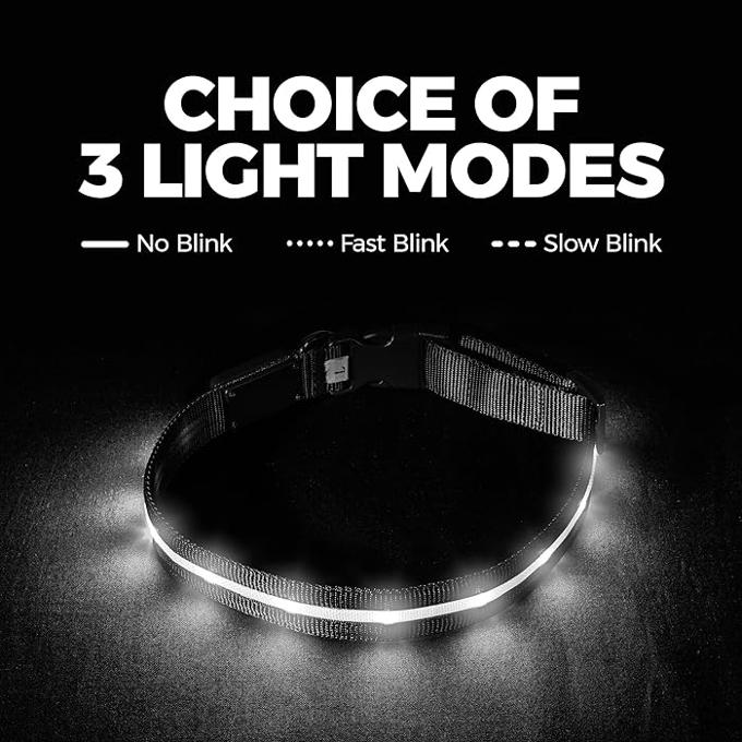 Pink Pet Dog Collar LED Night Flashing USB Rechargeable