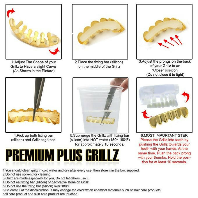 Fashion Gold Grillz/Slugs 24 K Gold Plated (TOP&BOTTOM)