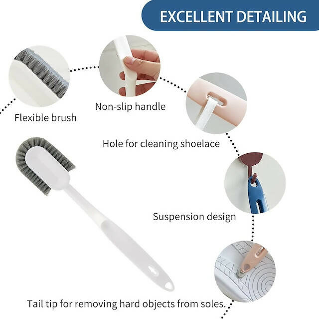Long Handle Shoe Brush Cleaner, Professional Shoe Cleaning Brush, Multifunctional Long-Handled Shoe Brush, Can be Hung Design