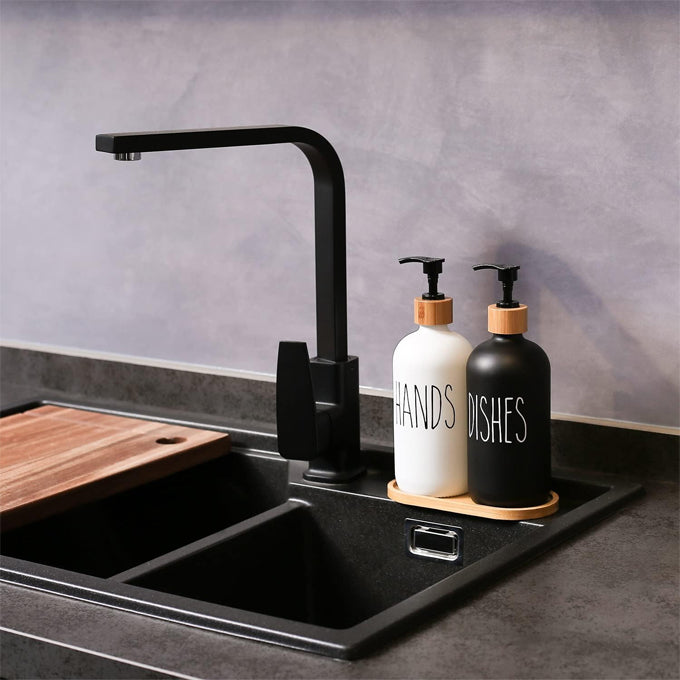 Glass Soap Dispenser Set, Contains Hand Soap and Dish Soap Dispenser