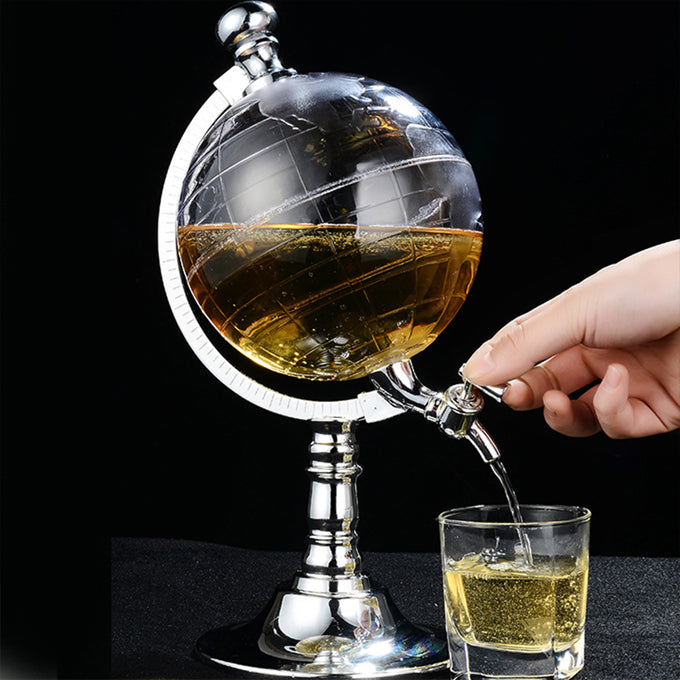 Globe Drink Dispenser, 3L Beverage Liquor Decanter for Bar KTV Home Decor, Whiskey Brandy Wine Globe Shape Dispenser