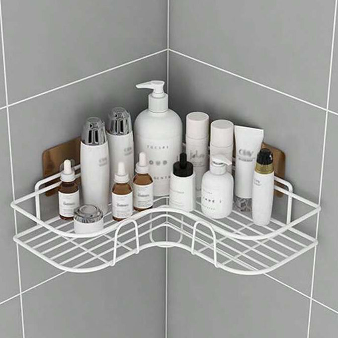 Self-Adhesive Metal Bathroom Corner Rack Storage Shelves, Steel Bathroom Corner Shelf Organizer