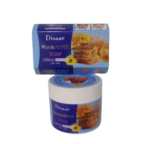 Disaar 2pcs Honey and milk whitening cream and soap
