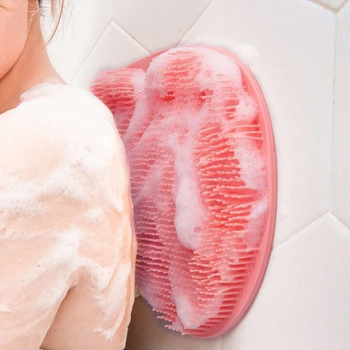 New Wall Mounted Back Scrubber, Silicone Bath Massage Cushion Brush with Suction Cups
