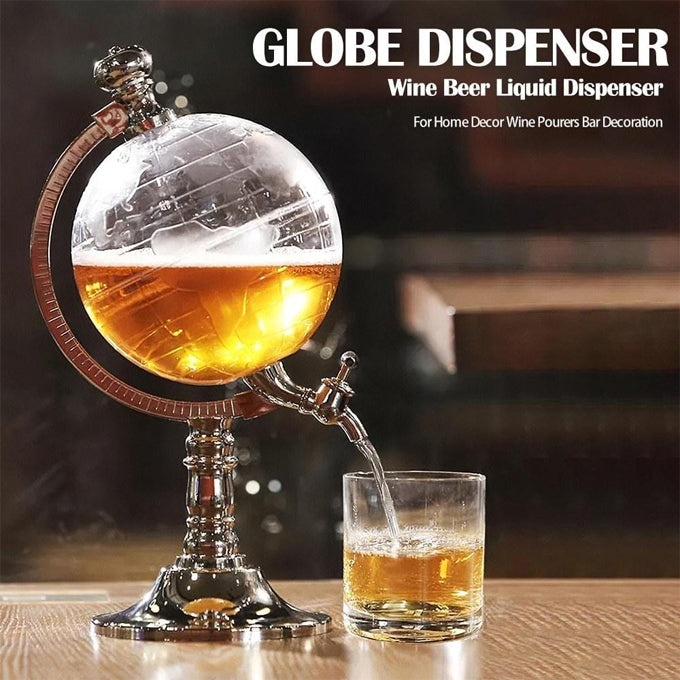 Globe Drink Dispenser, 3L Beverage Liquor Decanter for Bar KTV Home Decor, Whiskey Brandy Wine Globe Shape Dispenser