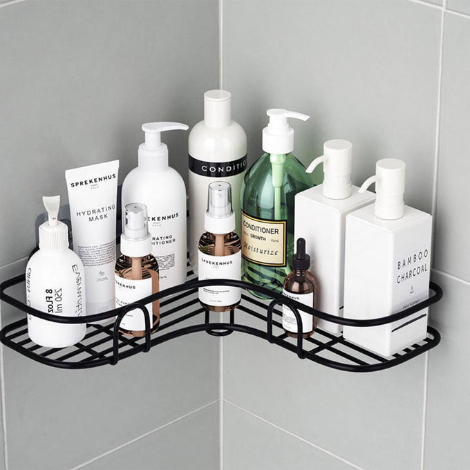 Self-Adhesive Metal Bathroom Corner Rack Storage Shelves, Steel Bathroom Corner Shelf Organizer