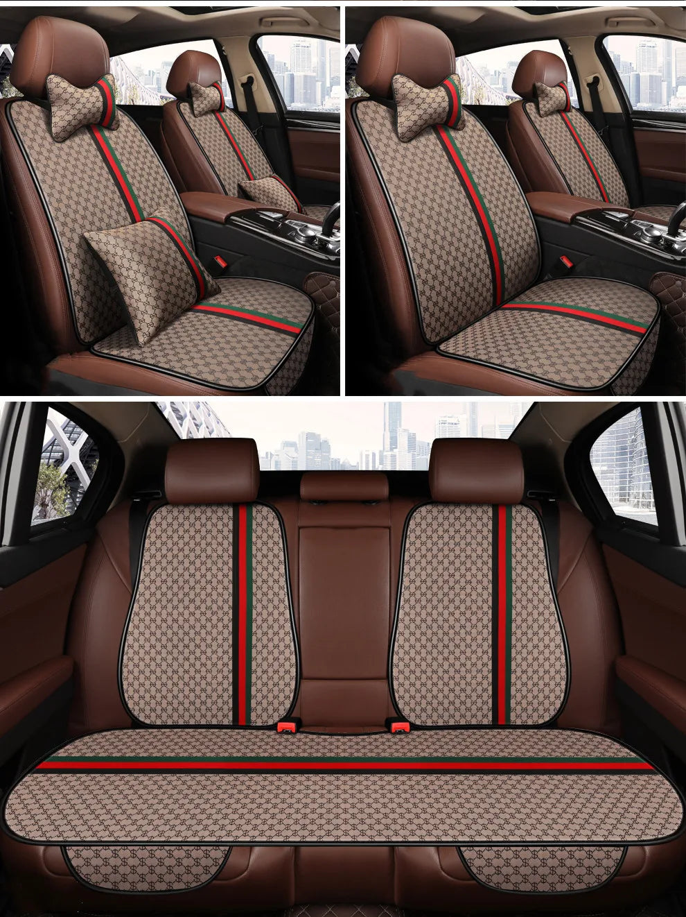 2021 new car seat four seasons universal three-piece single-piece polyester fiber car seat cushion winter cute rear trolley mat