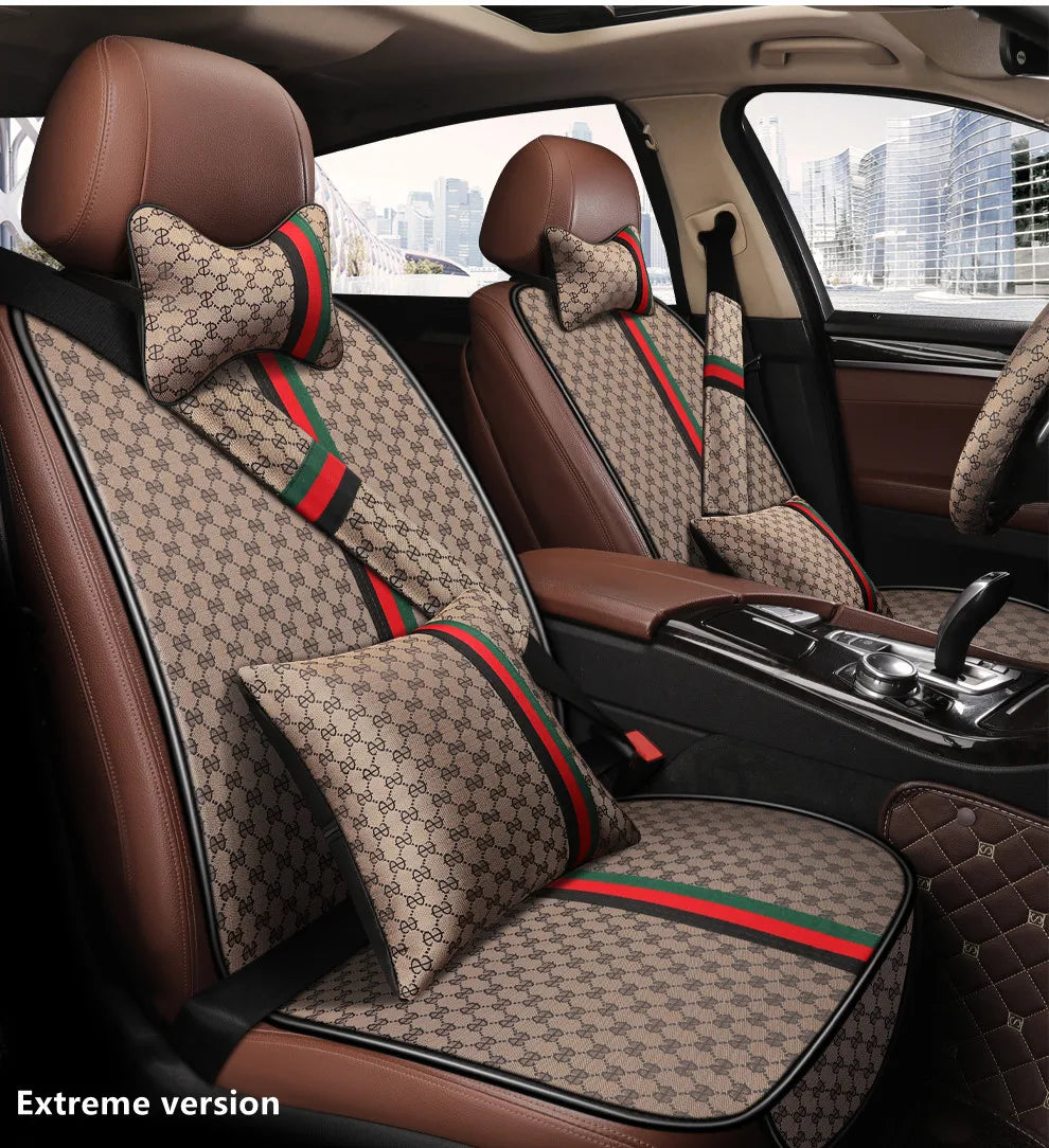 2021 new car seat four seasons universal three-piece single-piece polyester fiber car seat cushion winter cute rear trolley mat