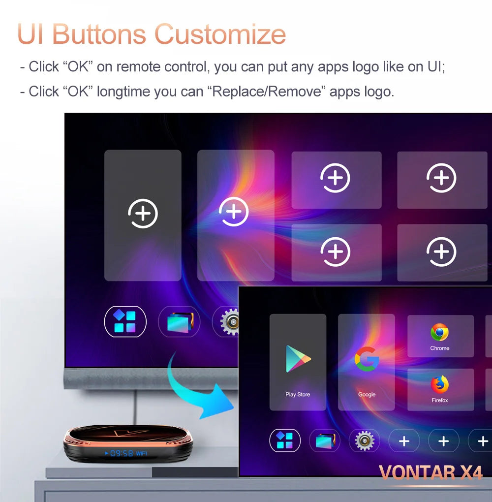 VONTAR X4 Amlogic S905X4 Smart TV Box Android 11 4GB 128G 32GB 64GB Wifi  BT AV1 Media Player TVBOX 4K 1000M Set top box