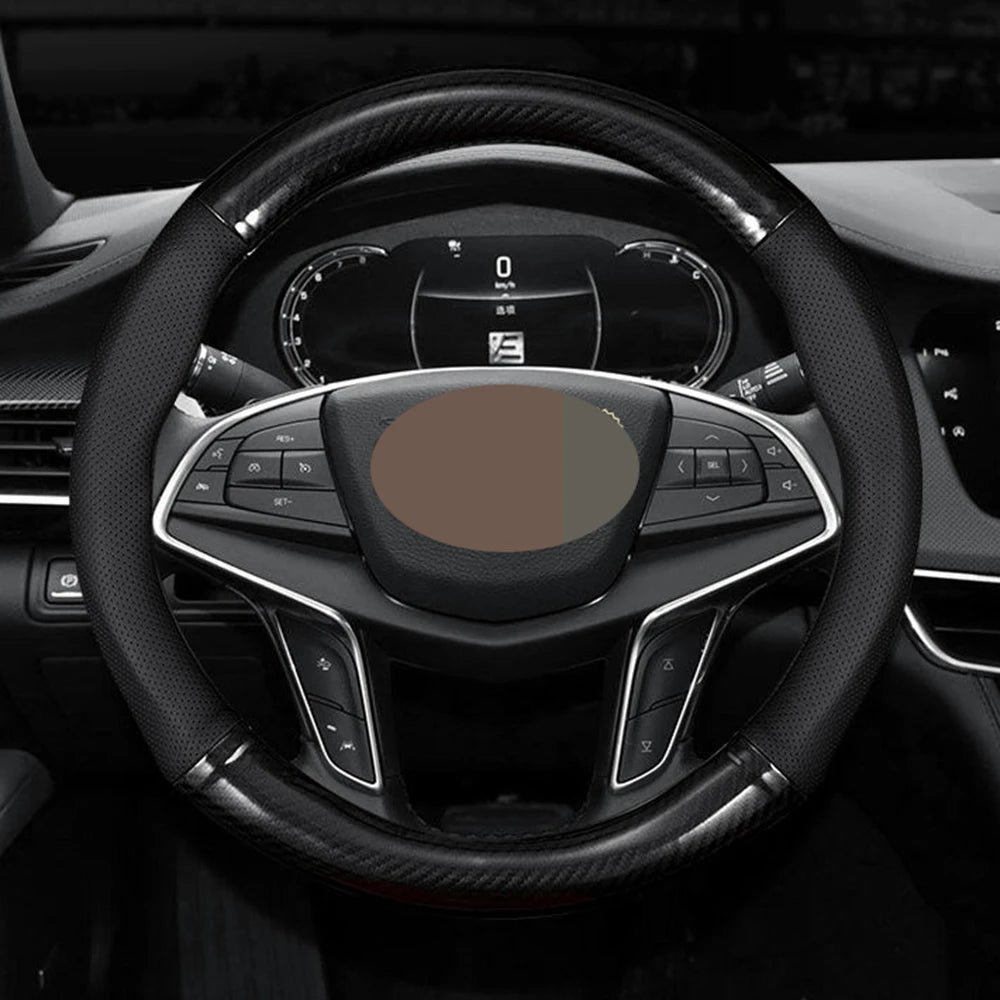 Carbon Fiber Leather Car Accessories Steering Wheel Cover For Volkswagen BMW Seat Opel Peugeot Hyundai Ford Mazda Toyota Honda