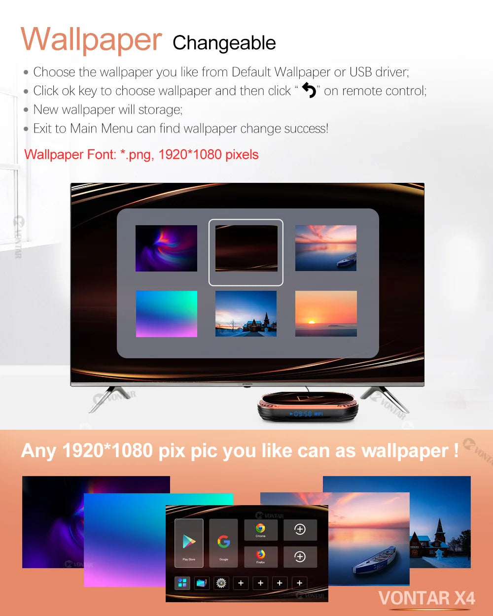 VONTAR X4 Amlogic S905X4 Smart TV Box Android 11 4GB 128G 32GB 64GB Wifi  BT AV1 Media Player TVBOX 4K 1000M Set top box