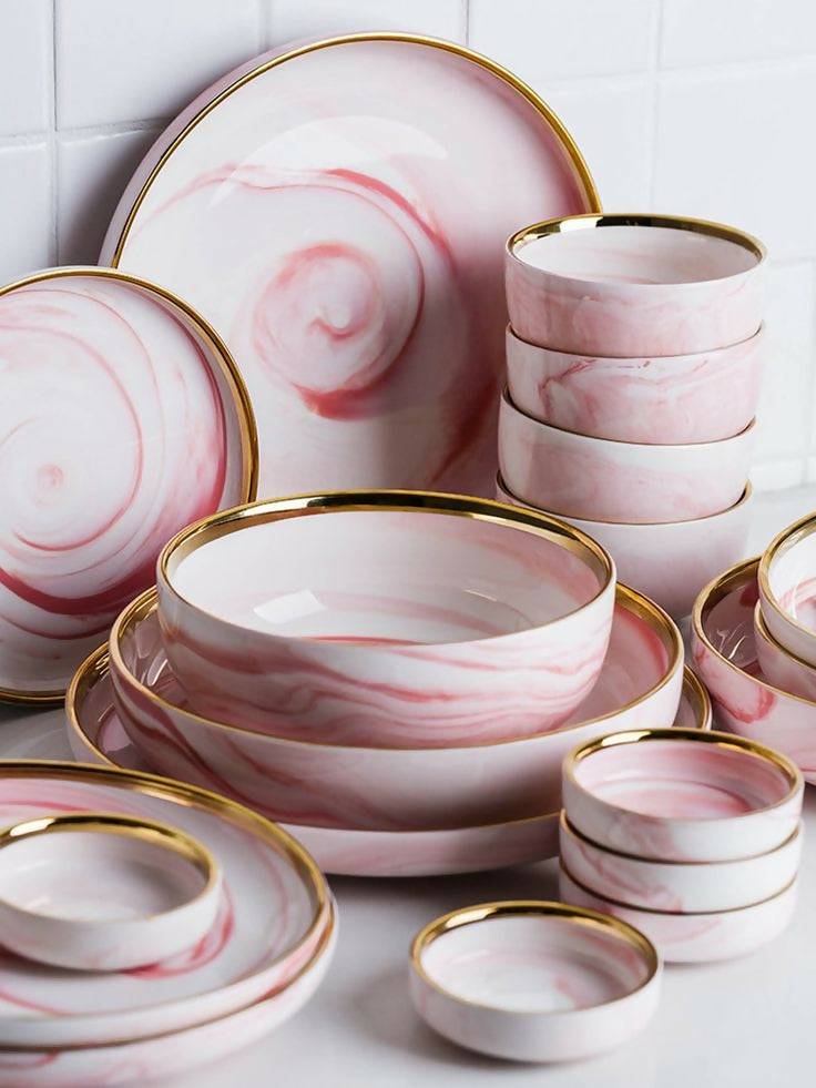 HOT Nestasia Next Pink Dinner Set Next Marble Dinner Set 26PCS