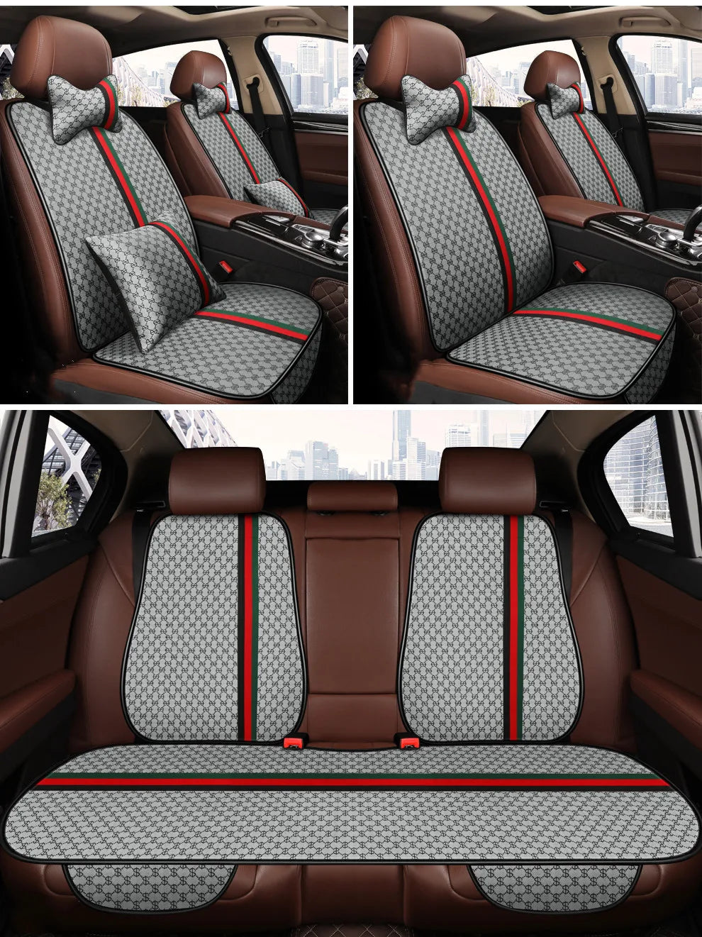 2021 new car seat four seasons universal three-piece single-piece polyester fiber car seat cushion winter cute rear trolley mat
