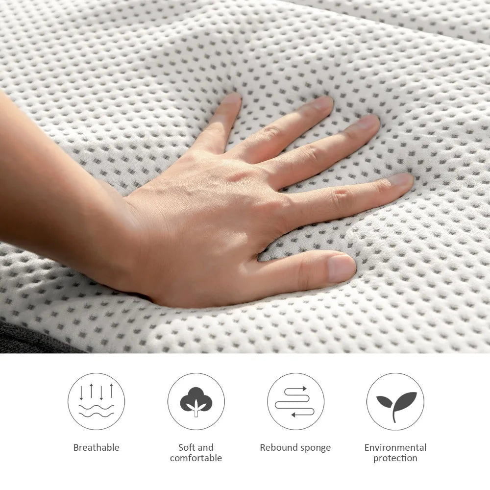 Premium Memory Foam Mattress Toppers with Zipper Bamboo Cover Soft Gel Foam Bed King Queen Twin FUll Size Mattress Help Sleep