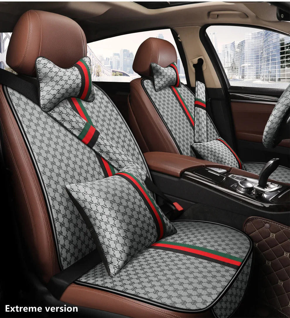 2021 new car seat four seasons universal three-piece single-piece polyester fiber car seat cushion winter cute rear trolley mat