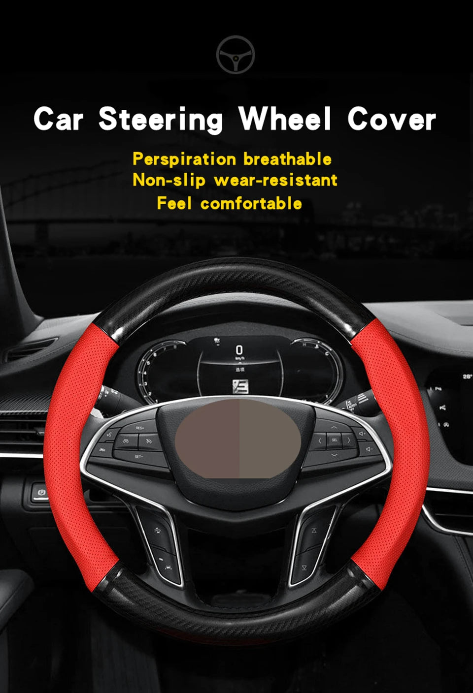 Carbon Fiber Leather Car Accessories Steering Wheel Cover For Volkswagen BMW Seat Opel Peugeot Hyundai Ford Mazda Toyota Honda