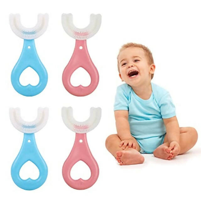 Kids U Shaped Toothbrush, U-Shaped Training Toothbrushes for Kids 2-6Y, Silicone Bristles Massage Gums,360° All-Round Cleaning
