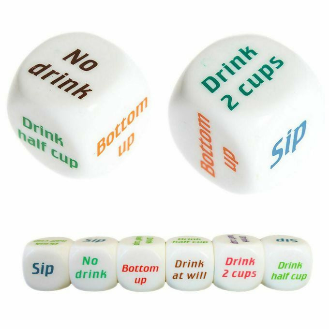 Drinking Dice Rolling Game Acrylic Dice, Adult Gambling Drink Decider Dice, English Drinking Wine Gaming Dice for Club Table Board Game