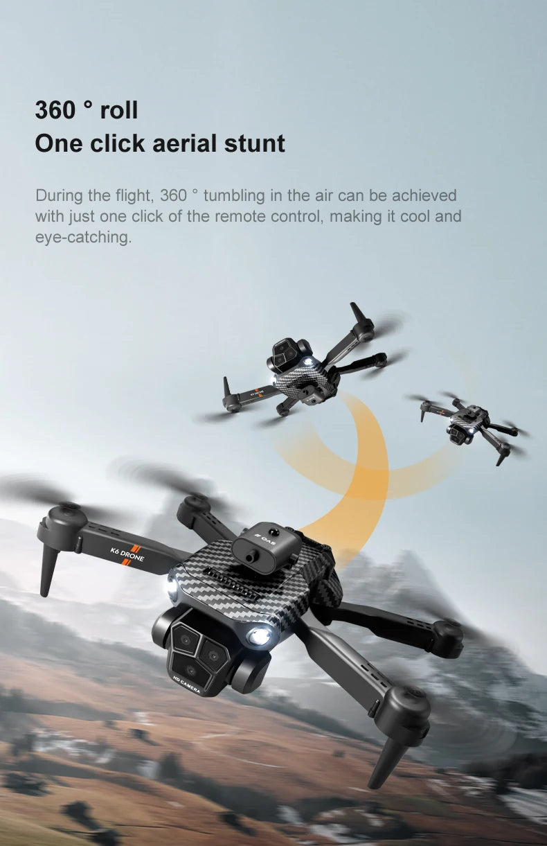 New K6 Max RC Drone 8K Professional Three Cameras Optical Flow Four-way Obstacle Avoidance Aerial Photography Quadcopter