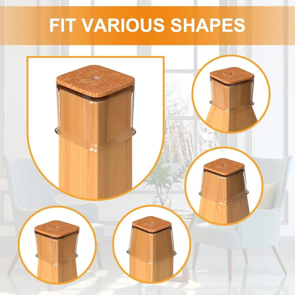 24Pcs Chair Leg Floor Protectors for Hardwood Floors, Silicone Chair Caps Covers Furniture Pads Sliders W/ Wrapped Felt Bottom