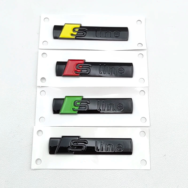 3D ABS Sline Logo S Line Emblem Car Fender Badge For Audi A1 A2 A3 A4 A5 A6 A7 Q2 Q3 Q5 Q7 Q8 S3 S4 S5 S6 S7 TT S Line Sticker