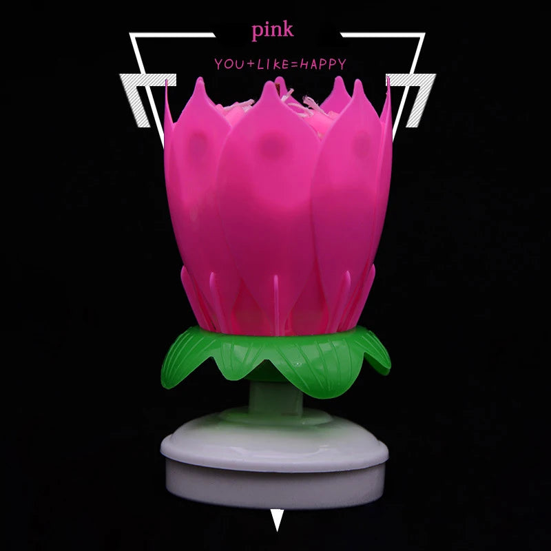 Lotus Candle Rotating Lotus Musical Candle Electric Birthday Cake Candles Flower Candle Reusable Birthday Candle Birthday Candle
