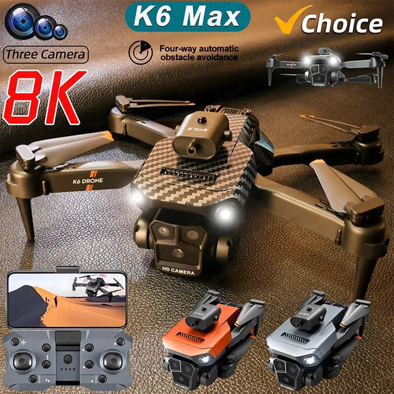 New K6 Max RC Drone 8K Professional Three Cameras Optical Flow Four-way Obstacle Avoidance Aerial Photography Quadcopter