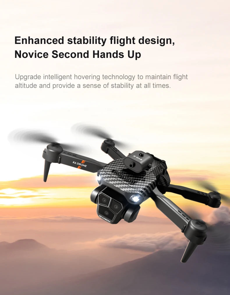 New K6 Max RC Drone 8K Professional Three Cameras Optical Flow Four-way Obstacle Avoidance Aerial Photography Quadcopter
