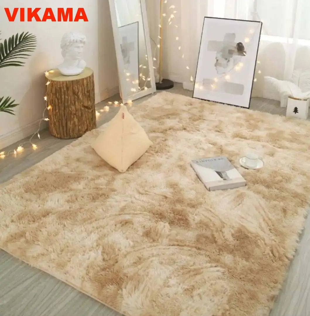 VIKAMA Solid Color Simple Nordic Tie-dye Carpet Living Room Bedroom Bb ...