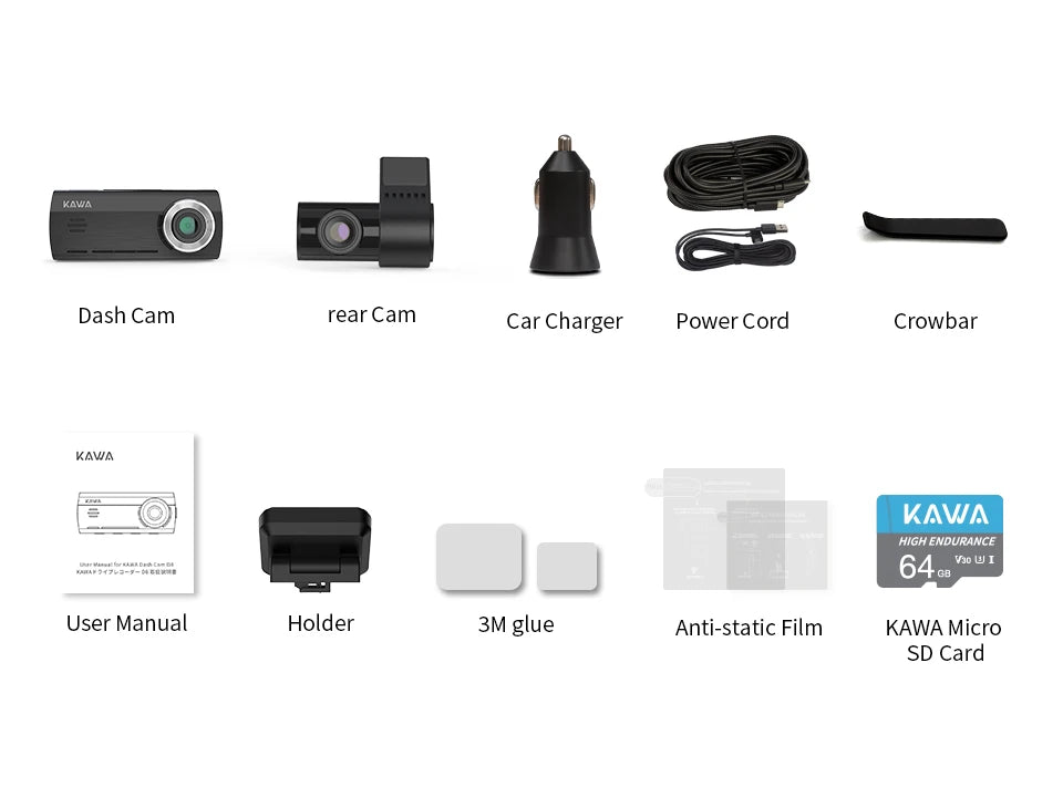 KAWA 4K Dash Camera for Car DVR Sony IMX415 Rear View Video Recorder DVR Voice Control GPS 24h Parking APP WiFi Control Dashcam