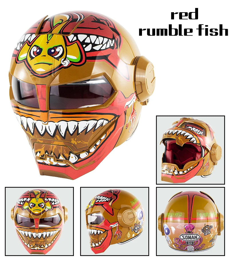 Flip up Motorcycle Helmet Ironman Verspa Street Full Face Casco Moto Cruiser Chopper Cafe Racer Capacetes
