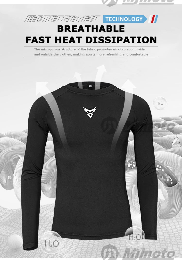 MOTOCENTRIC Motorcycle Underwear Quick-Drying Set Men's Motorcycle Sweat Clothes Base Layers Tight Long Johns Tops & Pants Set