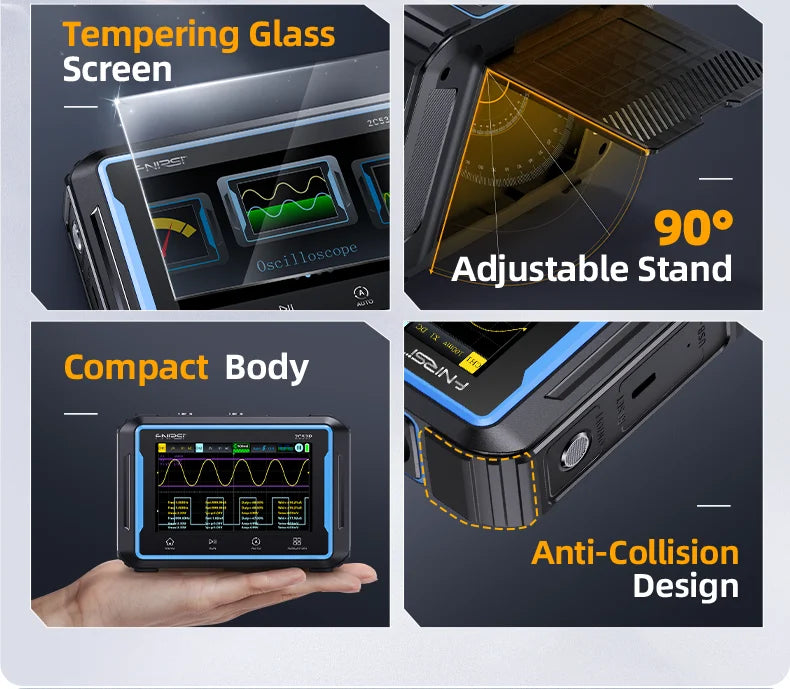 FNIRSI 2C53P Touch Screen Portable Digital Oscilloscope Multimeter Signal Generator 3in1 2 Channel 50MHz 250Ms/S 19999 Counts