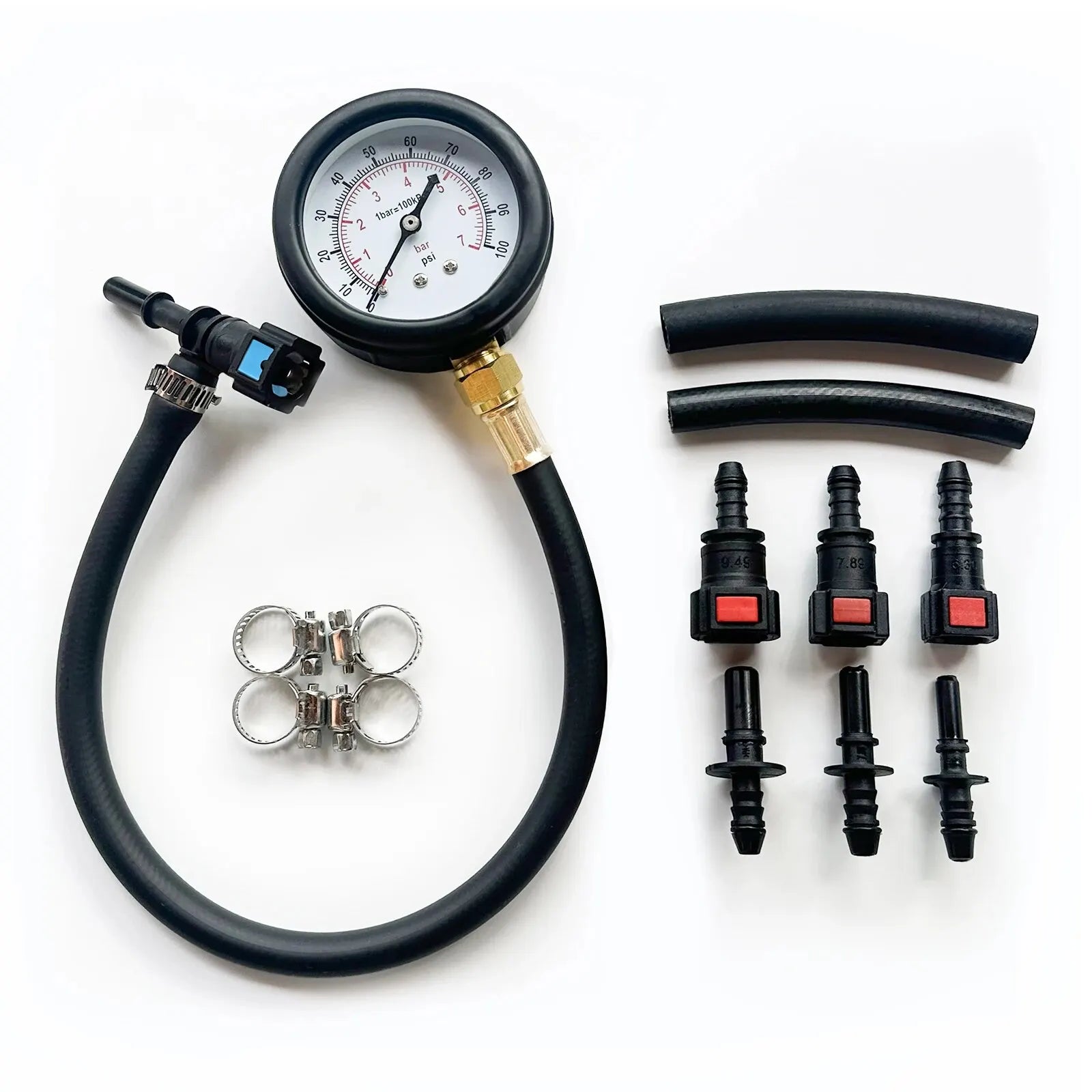 Fuel Pressure Test Kit - Fuel Pressure Gauge - 0-100PSI Fuel