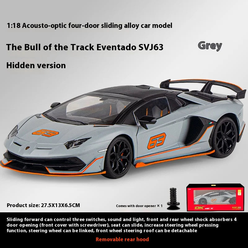 1 18 Scale SVJ63 Alloy Car Toy Model with Sound Light Effects Realistic Detail for Kids Playtime Collectors Delight