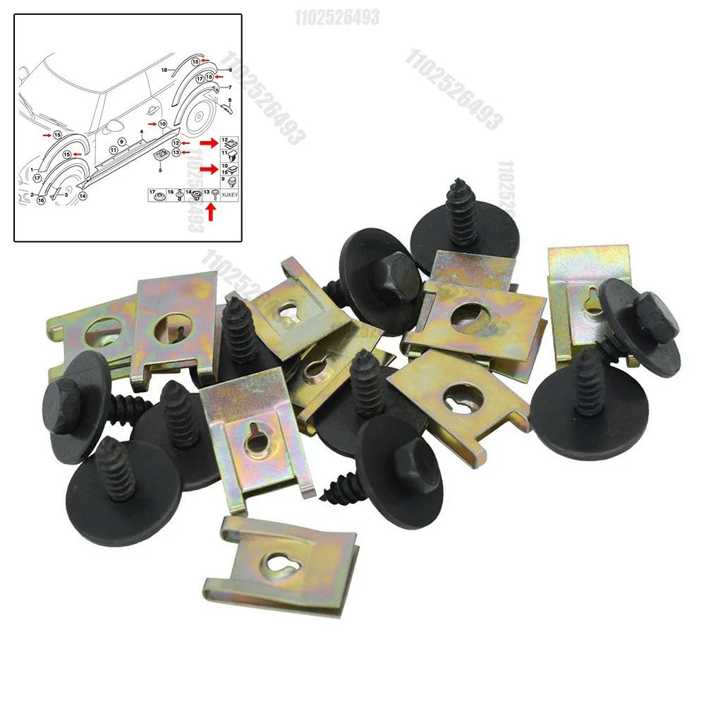 60pc U-Shape Metal Nut/Screw Washers for BMW E46 E92 E90 F10 Car Fender Bumper Cross Head Screws Engine Guard Clip Chassis Sheet