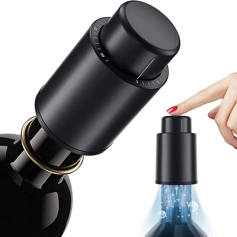 Vacuum Wine Preserver with Time Scale Record, Wine Bottle Stoppers, Re ...