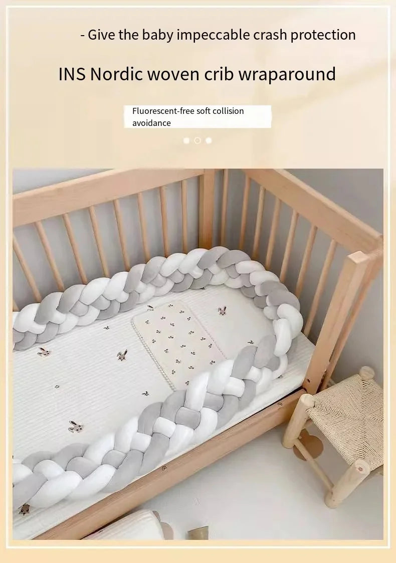 4 Shares 1M Baby Bumper Bed Braid Knot Pillow Baby Cot Bumper Kid s Safety Bed Rails Decorative Baby Bed Baby Bed Bumper 2M