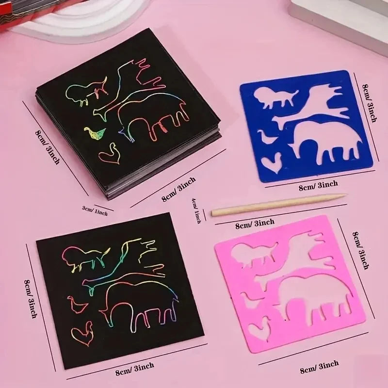 125 Scratch-Off Pad Cards Rainbow Scratch-Off Mini Art Notes Great Cra ...