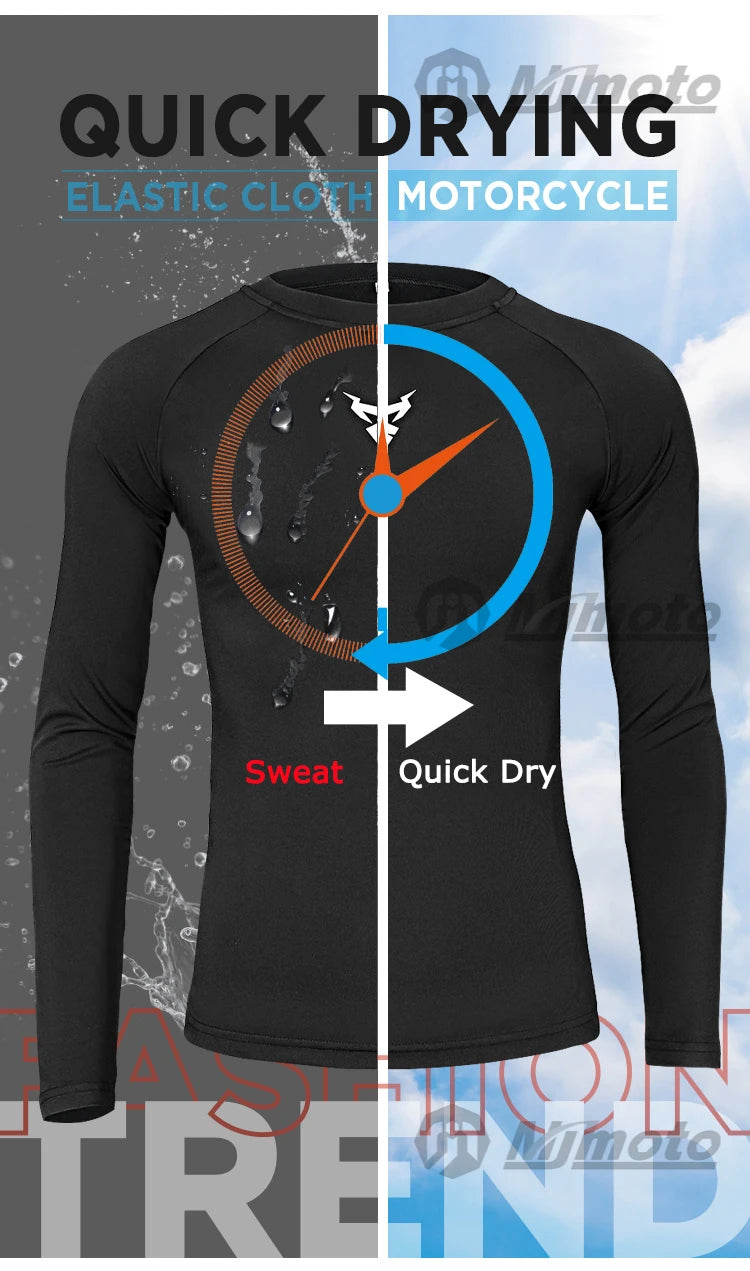 MOTOCENTRIC Motorcycle Underwear Quick-Drying Set Men's Motorcycle Sweat Clothes Base Layers Tight Long Johns Tops & Pants Set