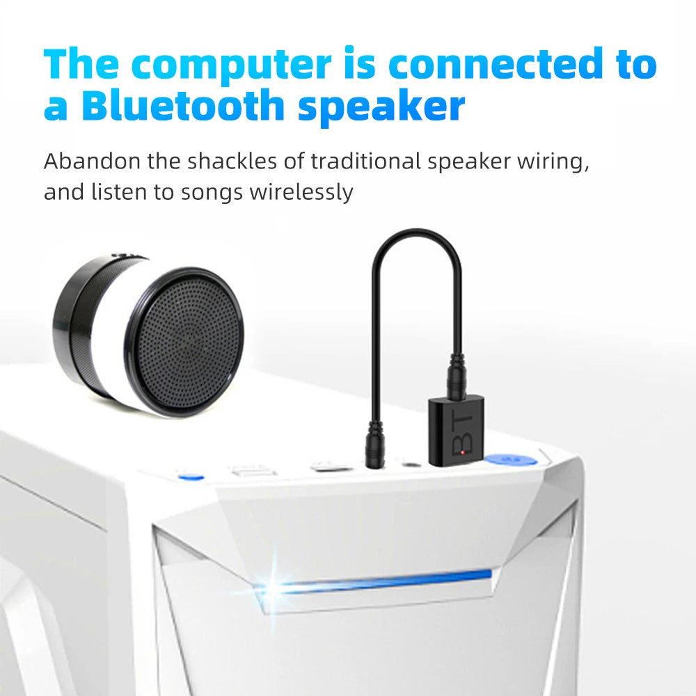 USB Bluetooth Receiver Transmitter Car Bluetooth 5.0 Audio Adapter TV Computer Wireless Bluetooth 2-in-1 Converter Plug and Play